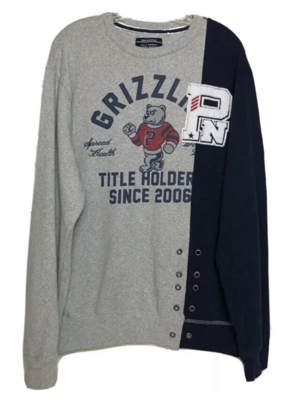 GRIZZLY Split Grey & Navy Graphic Sweatshirt